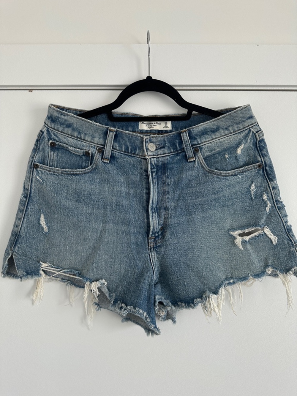 Abercrombie & Fitch Light Blue Distressed Denim Shorts